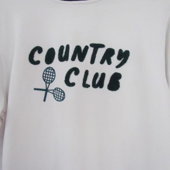 Ellsworth + Ivey Country Club Sweatshirt Sz S Tennis Racket Motif White & Green - Picture 5 of 11